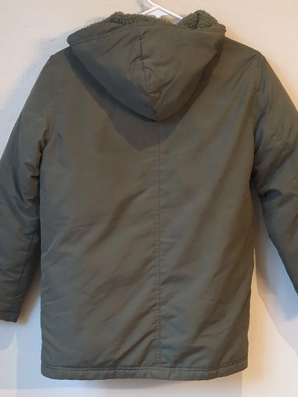 Old Navy Unisex Sz L Youth Hooded Parka Khaki Green